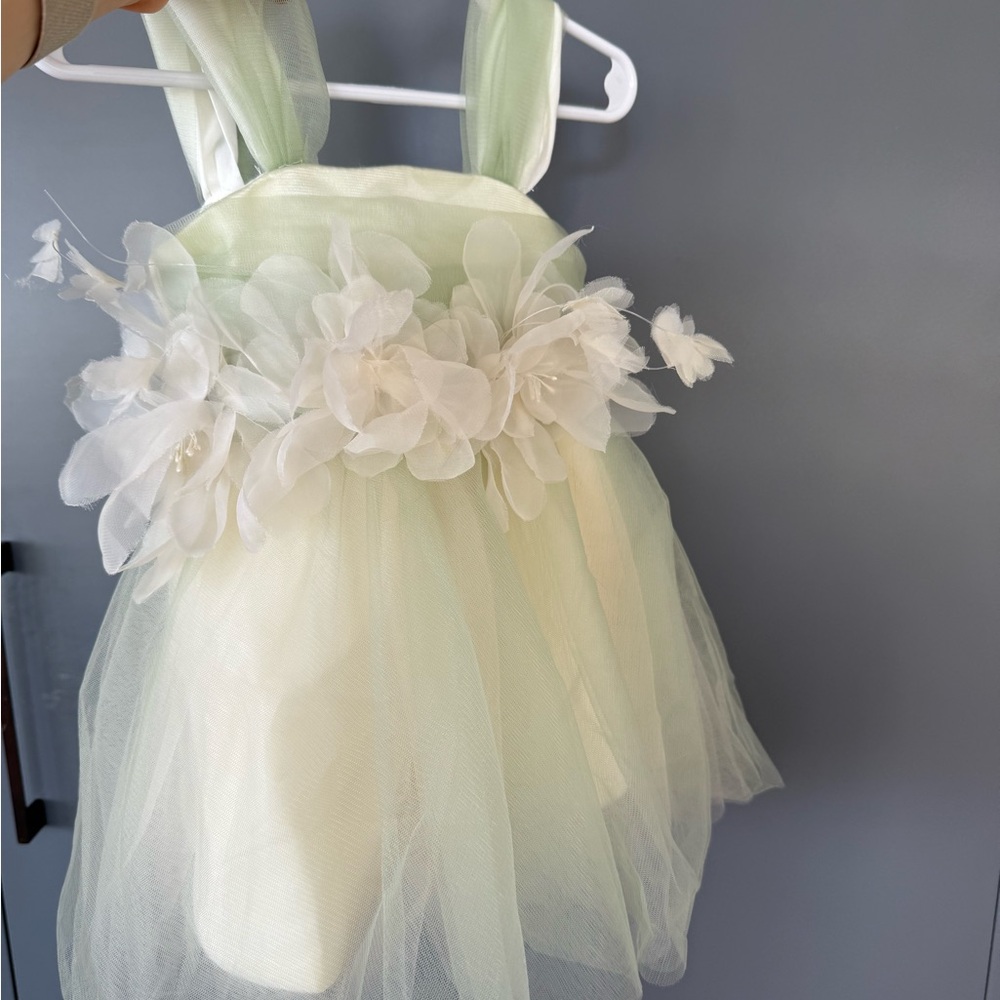 Baby Flower Girl toddler birthday dress sage color. Perfect condition-worn once